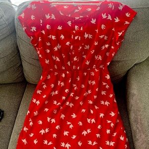 Red and White Bird print Old Navy Dress